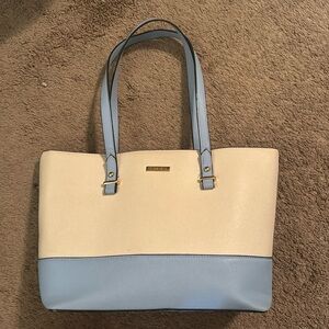 Blue and cream purse